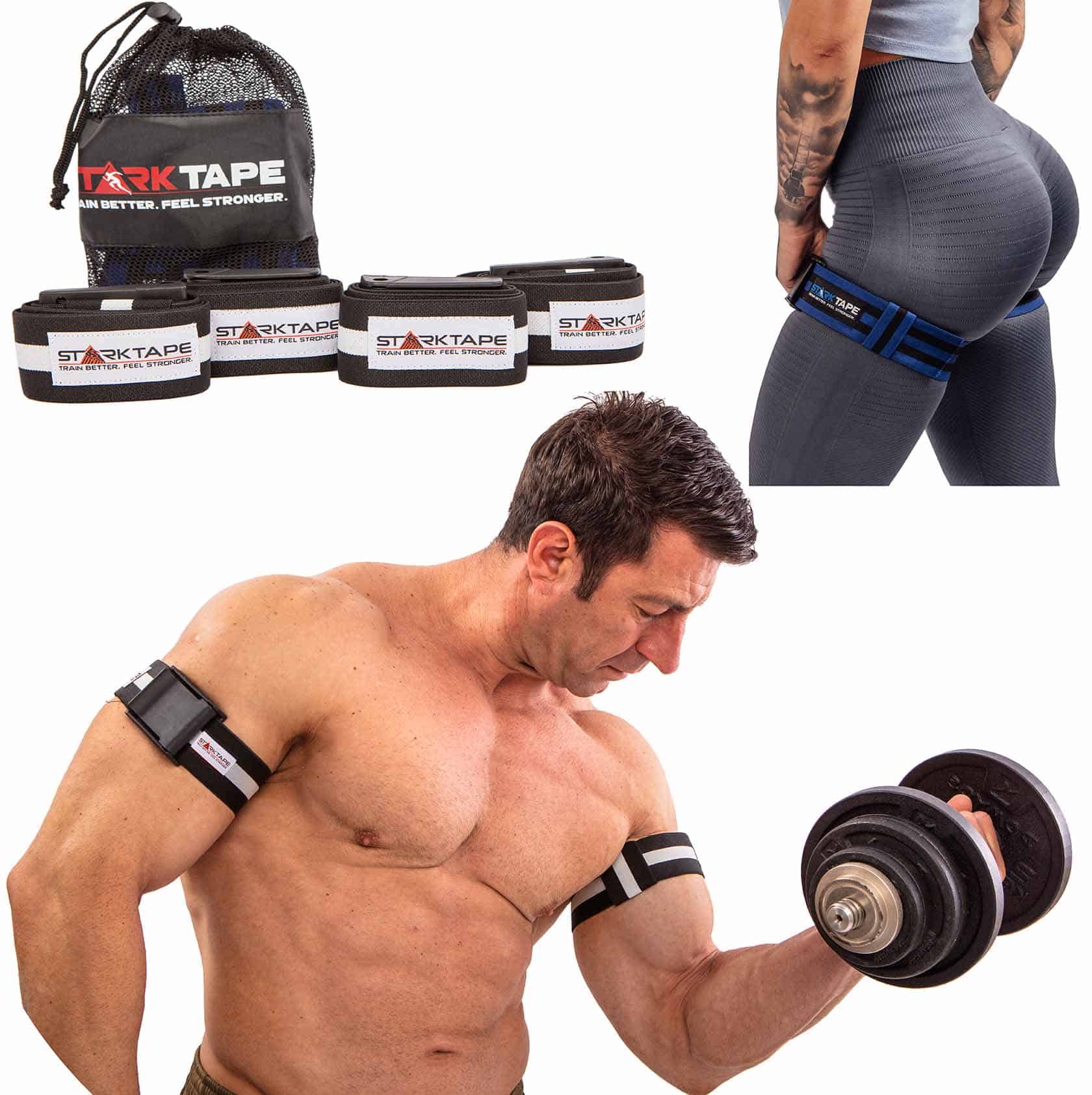 TOP GYM BLACK  BICEP STRAP's Max Bicep Blood Flow Restriction Occlusion Bands 